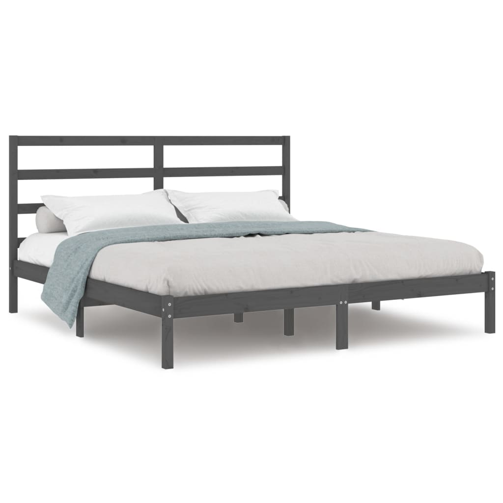vidaXL Rám postele sivý borovicový masív 200x200 cm