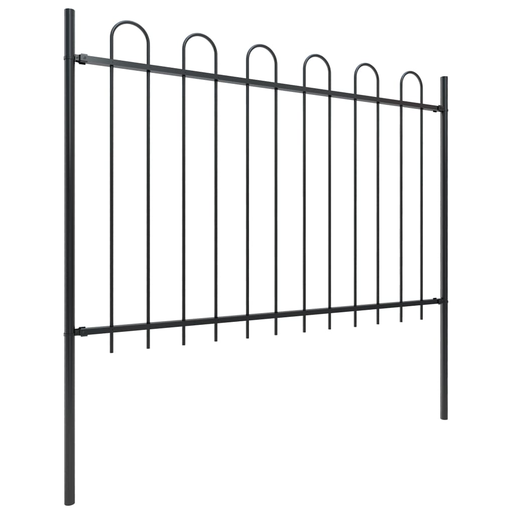 vidaXL Záhradný plot s oblúkovým zakončením, oceľ 5,1x1,2 m, čierny
