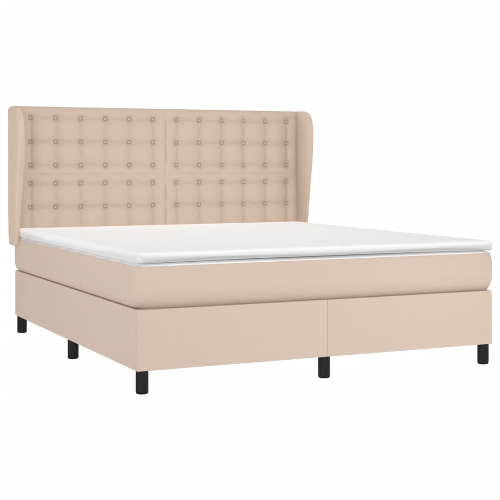 vidaXL Boxspring posteľ s matracom kapučínová 160x200 cm umelá koža