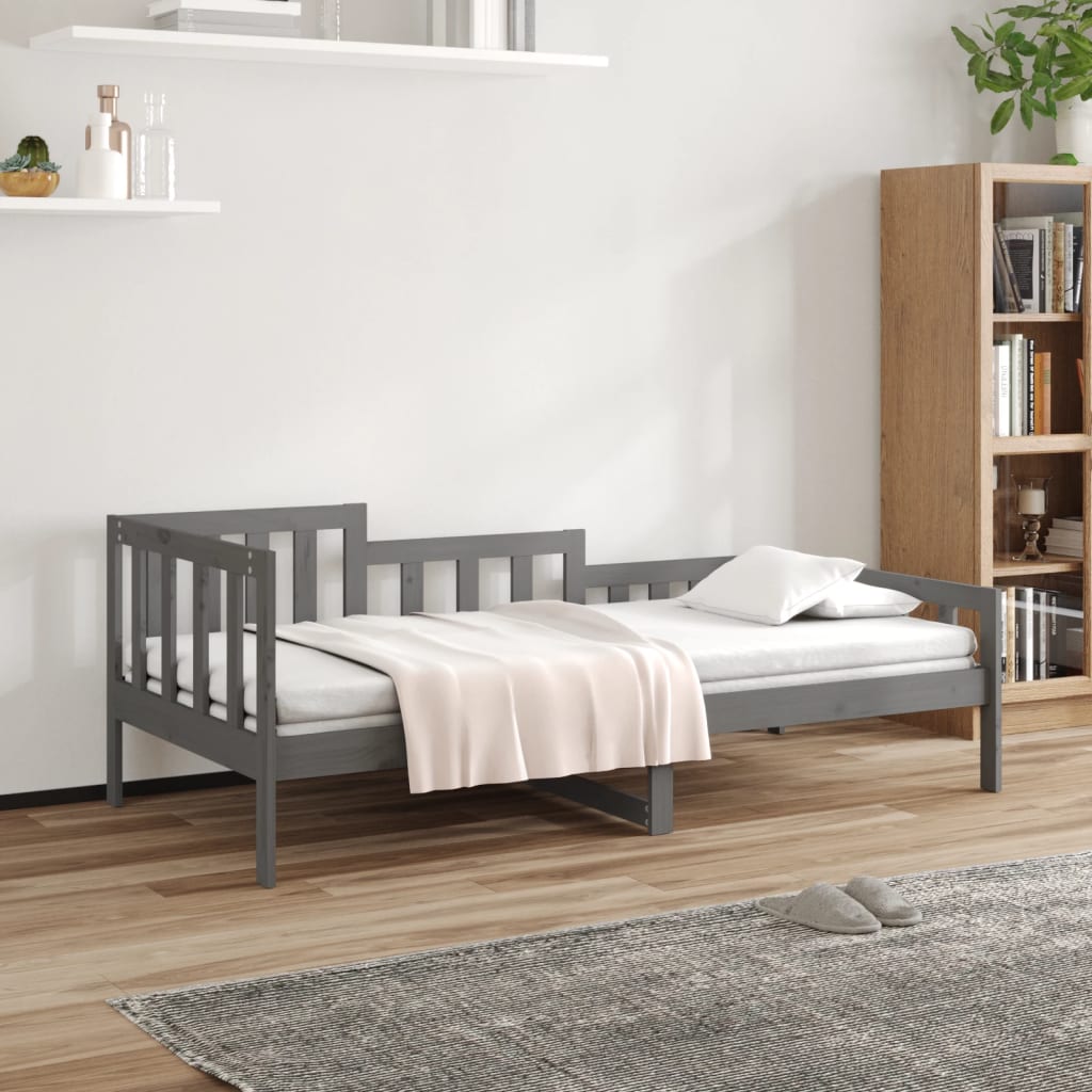 vidaXL Denná posteľ sivá 90x190 cm borovicový masív
