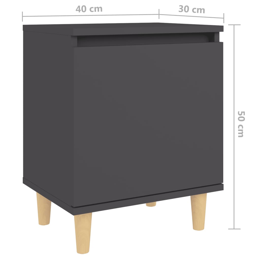 vidaXL Nočný stolík nohy z masívneho dreva sivý 40x30x50 cm