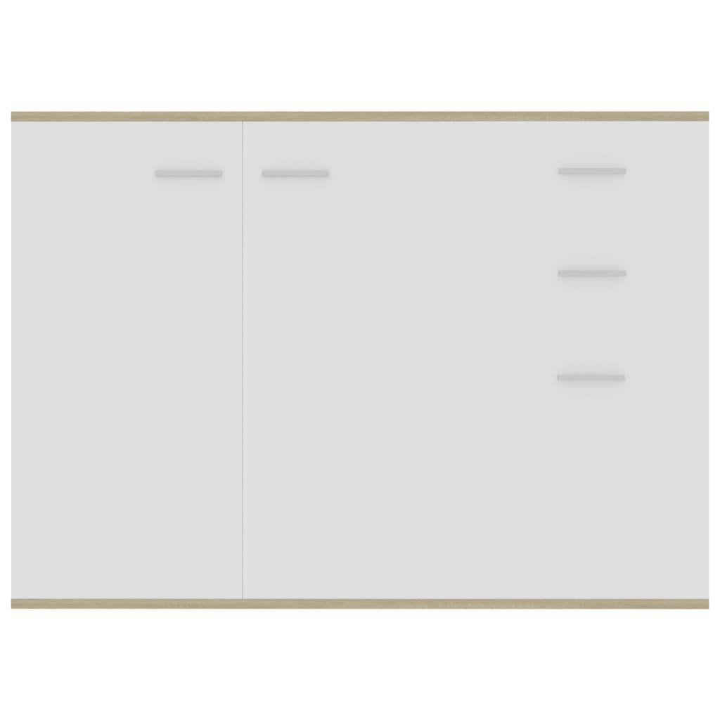vidaXL Komoda, biela a dub sonoma 105x30x75 cm, kompozitné drevo