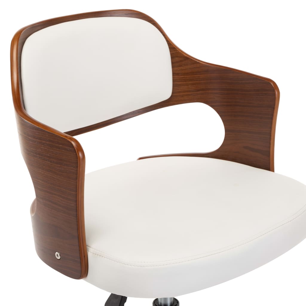 vidaXL Otočné jedálenské stoličky 2ks, biele, ohýbané drevo+umelá koža