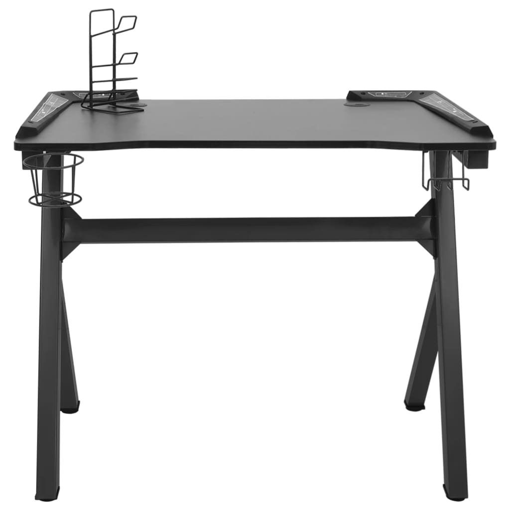 vidaXL Herný stôl LED v tvare Y čierny 90x60x75 cm
