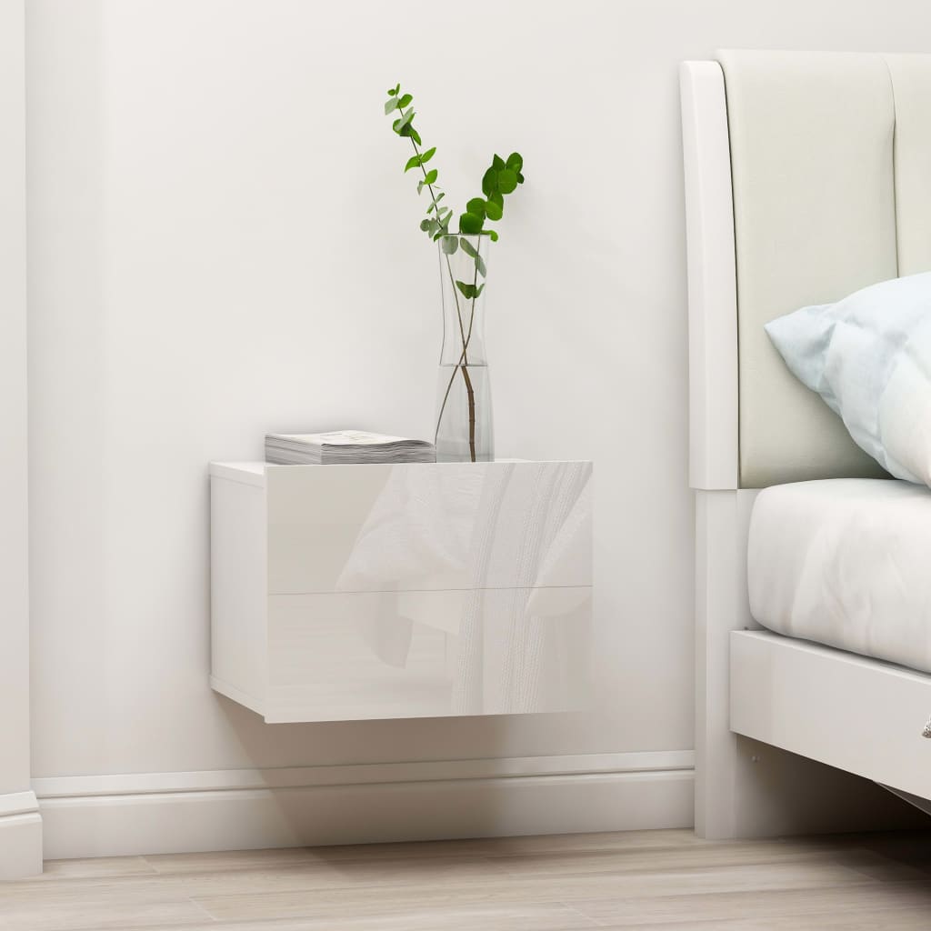 vidaXL Nočný stolík, lesklý biely 40x30x30 cm, kompozitné drevo