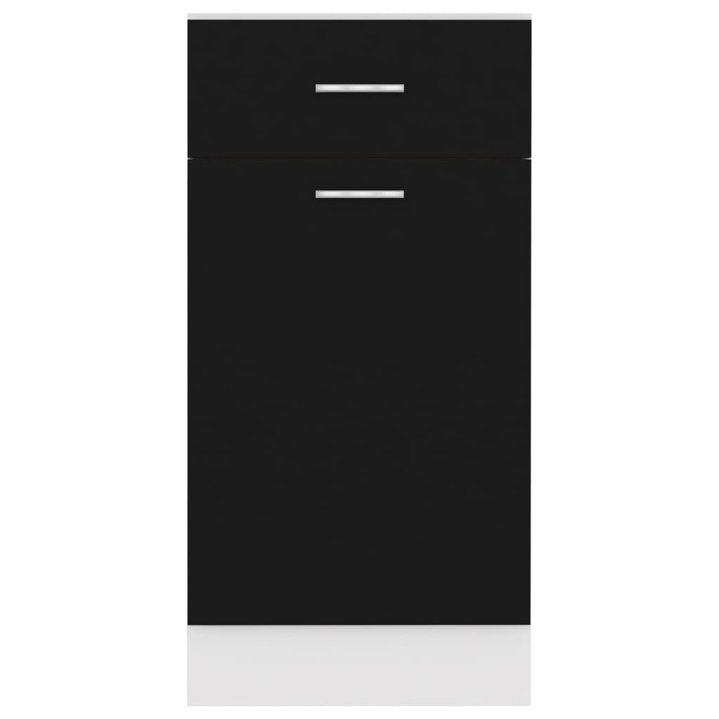 vidaXL Spodná skrinka+zásuvka, čierna 40x46x81,5 cm, kompozitné drevo