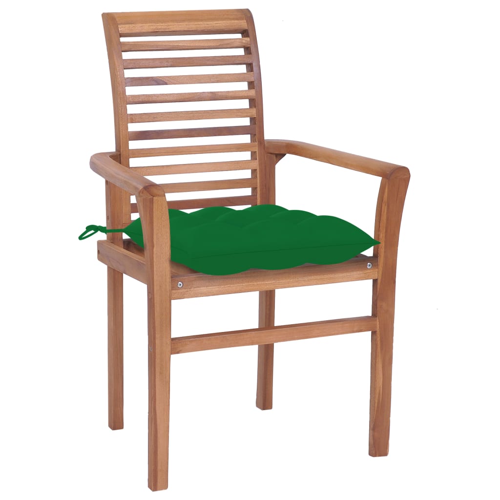vidaXL Jedálenské stoličky 8 ks zelené sedáky tíkový masív