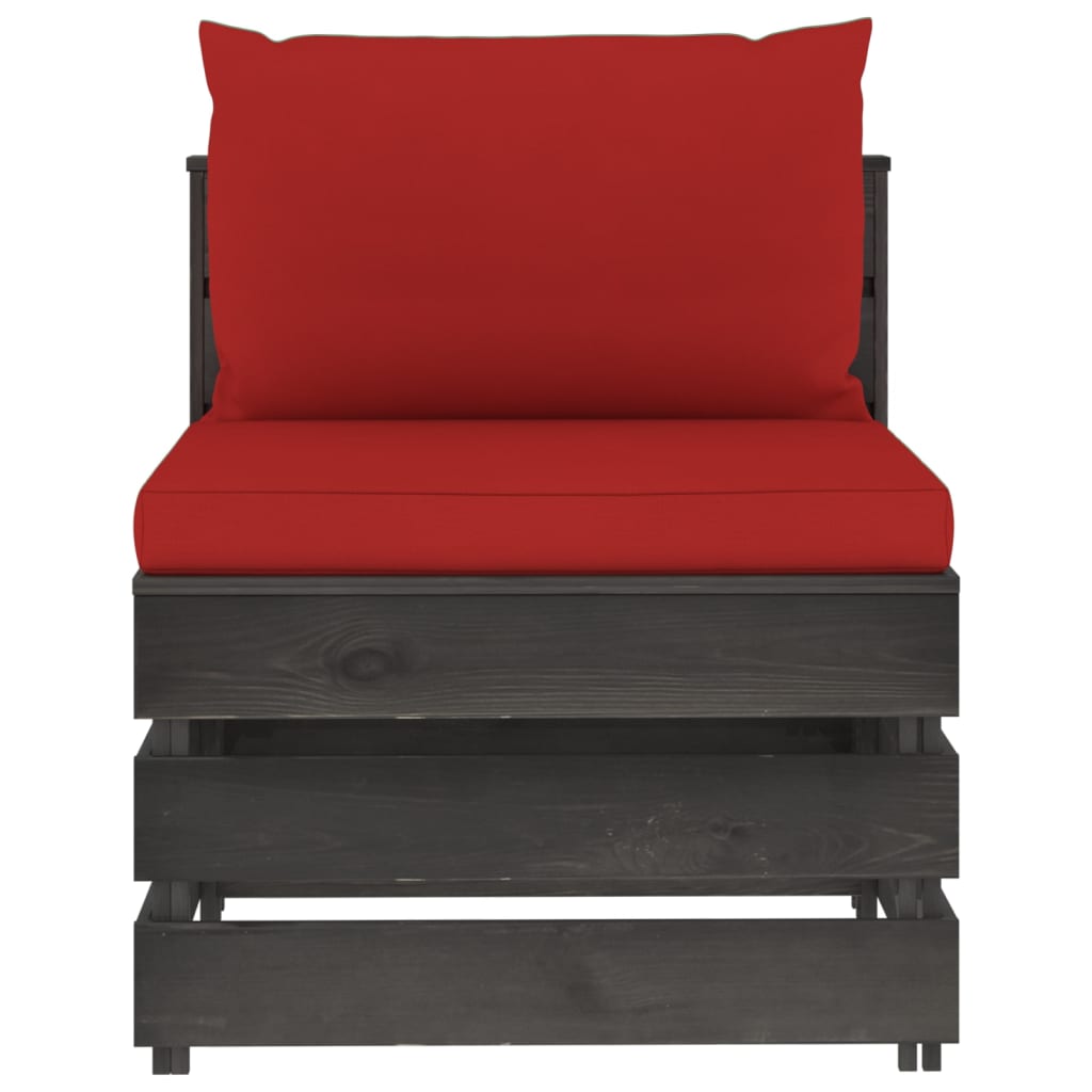vidaXL 9-dielna sedacia súprava s podložkami, sivá, impregnované drevo