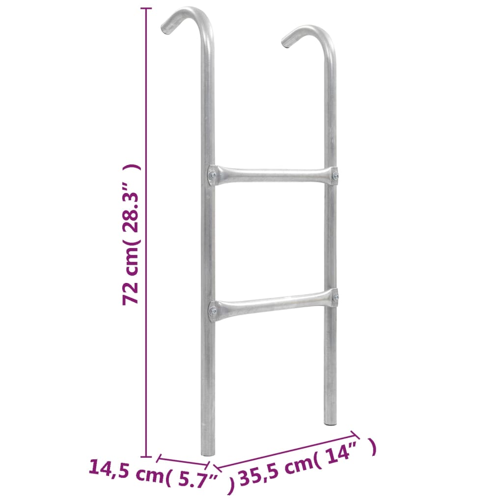 vidaXL Dvojstupňový rebrík k trampolíne, oceľ, strieborný 72 cm