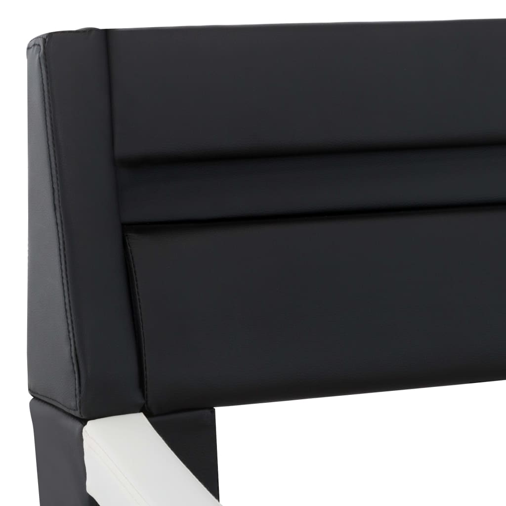 vidaXL Posteľný rám s LED, čierno biely, umelá koža 160x200 cm
