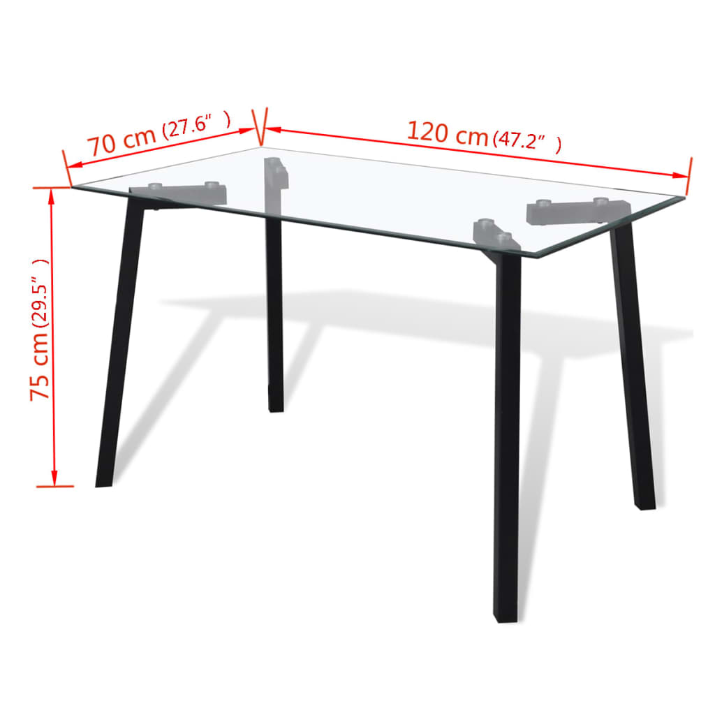 vidaXL Jedálenský stôl so sklenenou doskou a čiernymi nohami