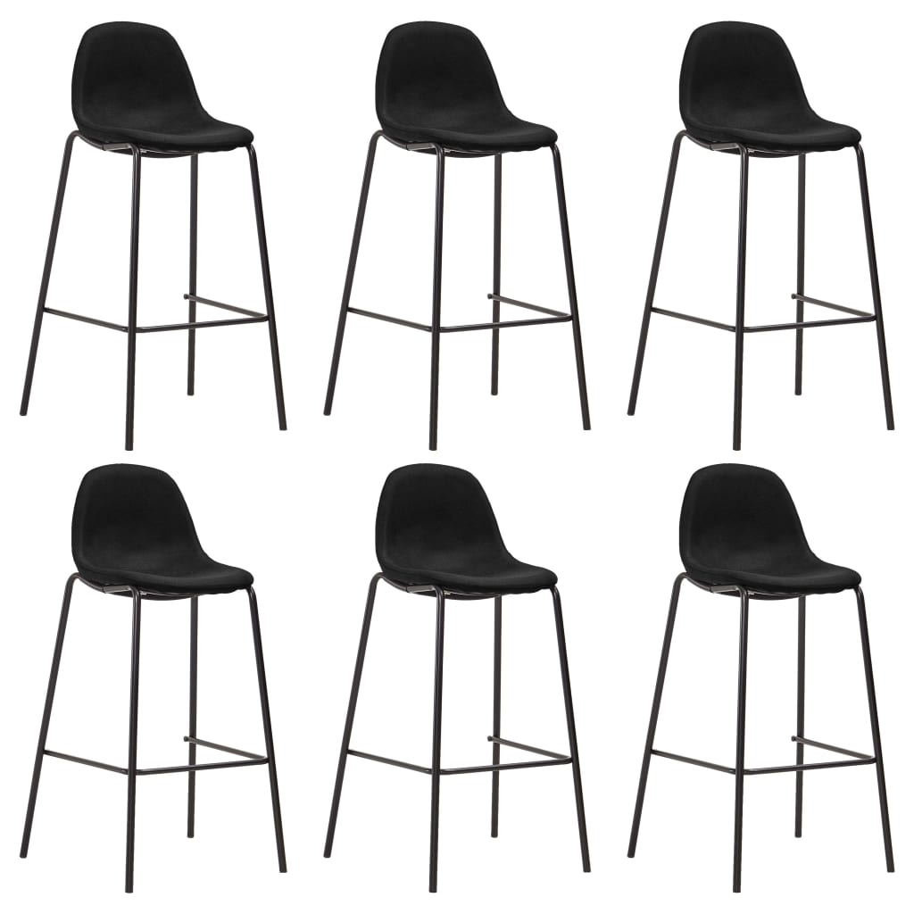 vidaXL Barové stoličky 6 ks, čierne, látka