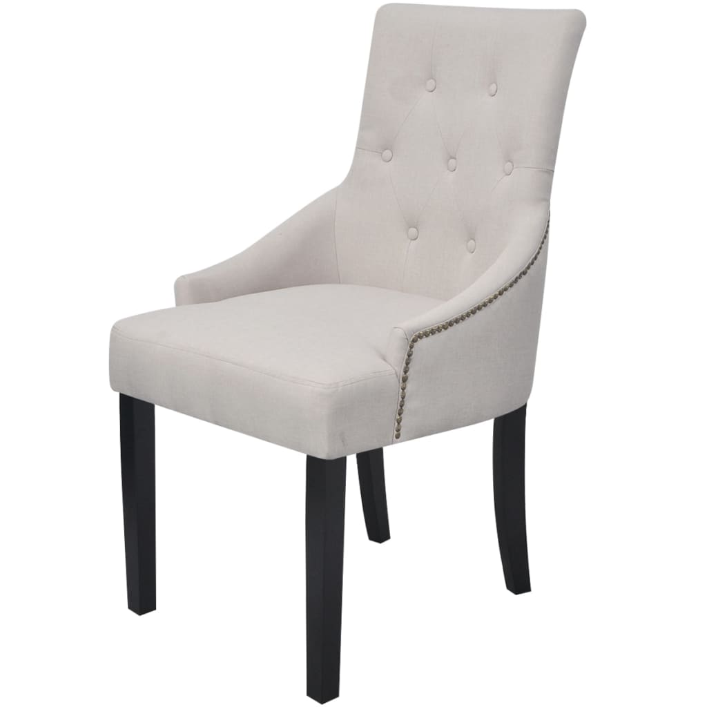 vidaXL Jedálenské stoličky 6 ks, krémovo sivé, látka