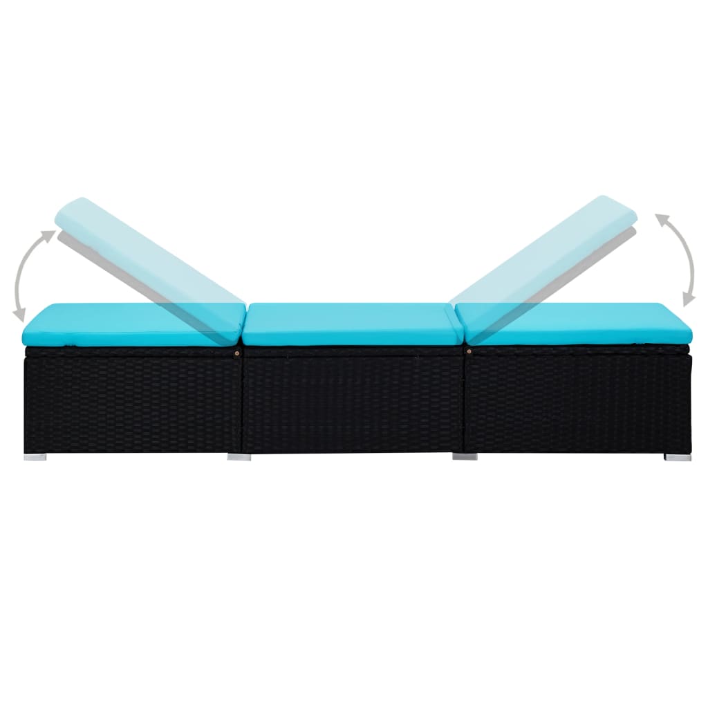 vidaXL Záhradné ležadlo s vankúšom a čajovým stolíkom modré polyratan