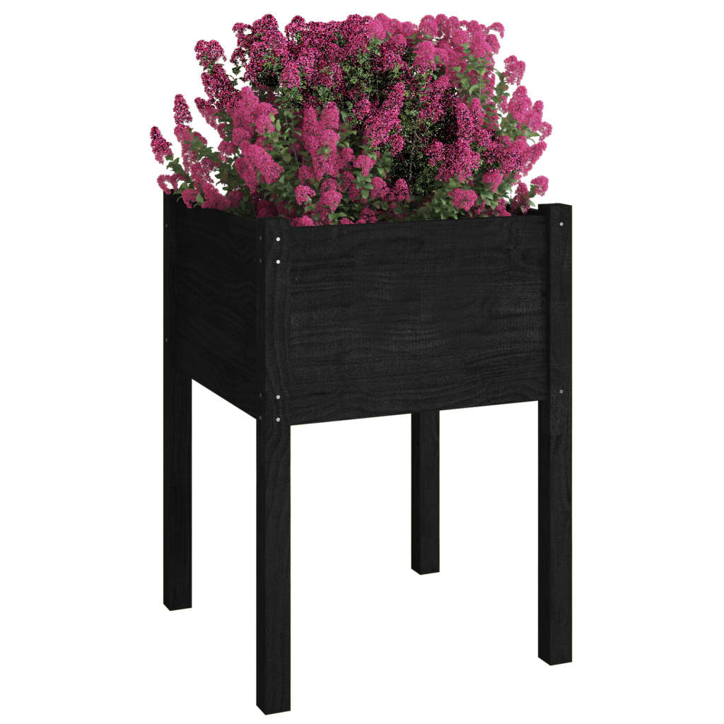 vidaXL Záhradný kvetináč čierny 50x50x70 cm borovicový masív