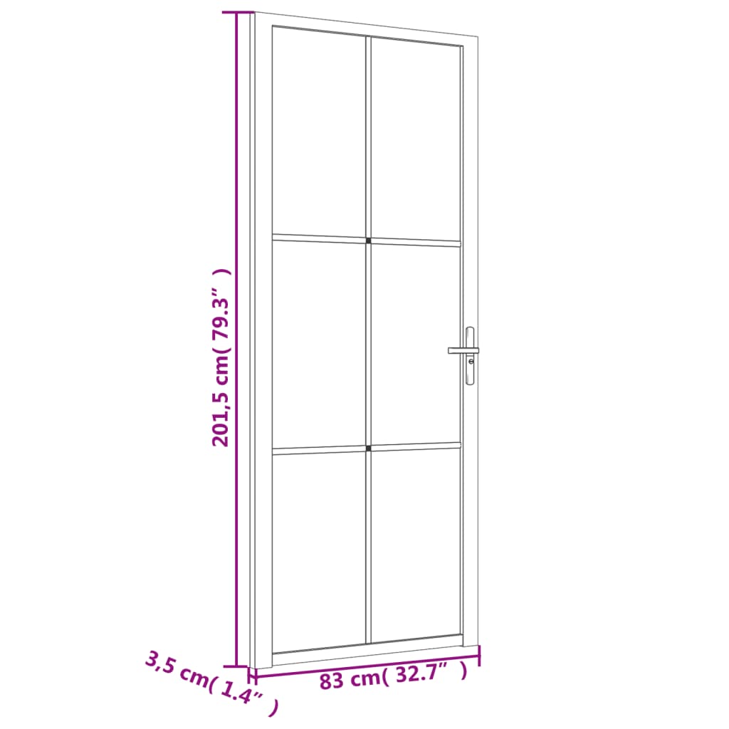 vidaXL Vnútorné dvere 83x201,5 cm čierne ESG sklo a hliník