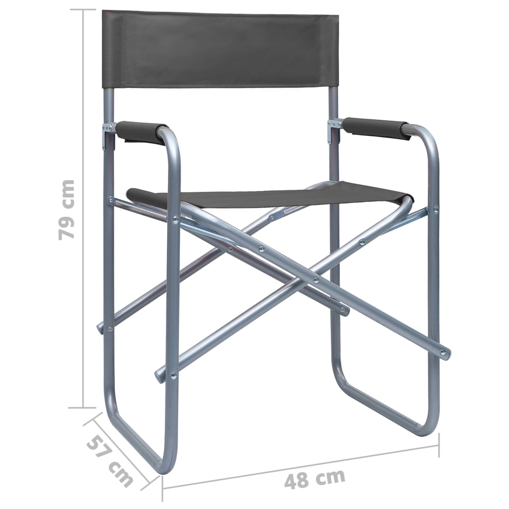 vidaXL Režisérske stoličky 2 ks, oceľ, sivé