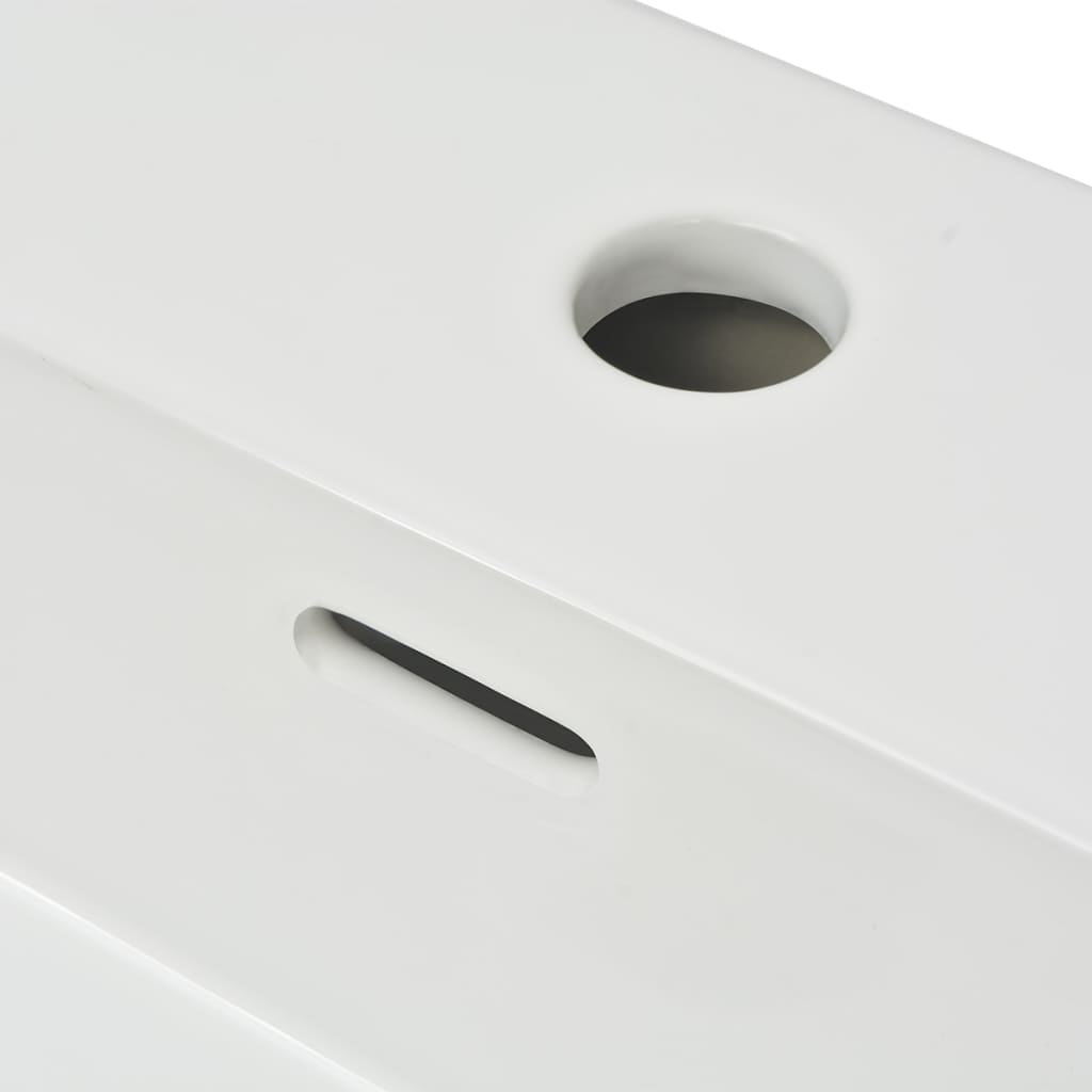 vidaXL Umývadlo s otvorom na batériu, keramika, biele 51,5x38,5x15 cm