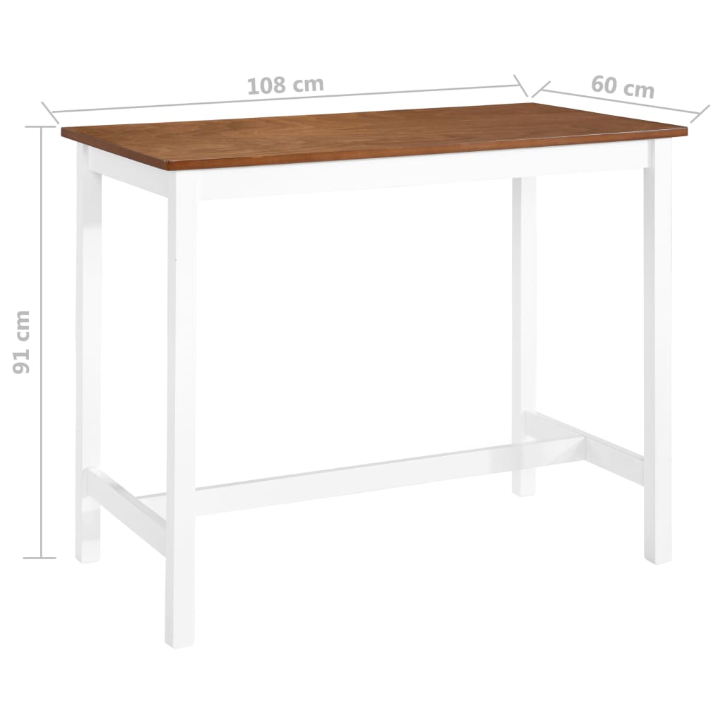 vidaXL Barový stôl z masívneho dreva, 108x60x91 cm