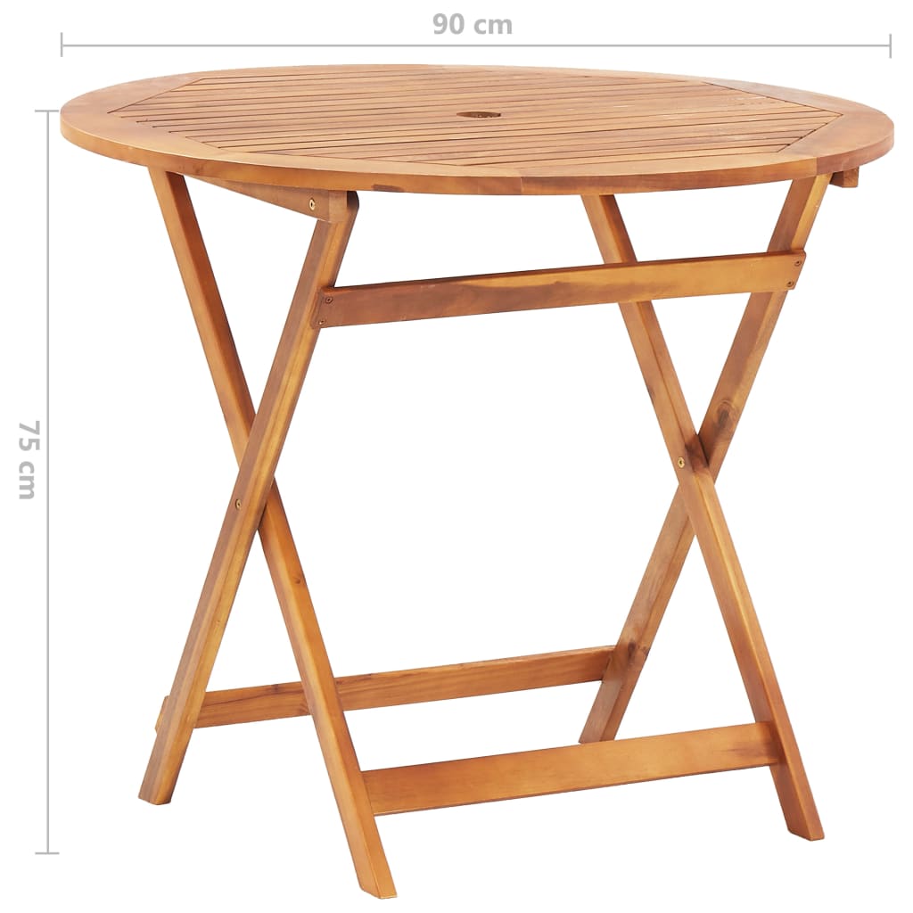 vidaXL Skladací záhradný stôl 90x75 cm, akáciový masív