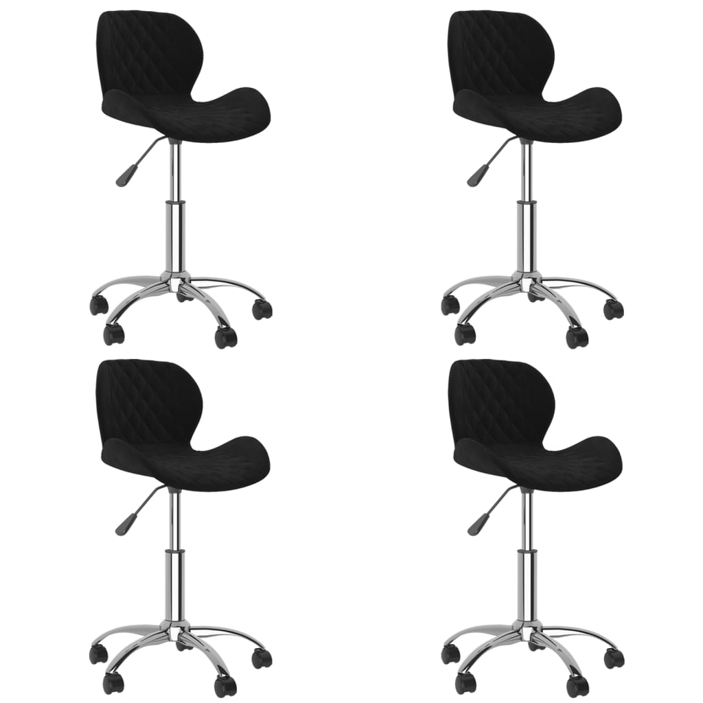 vidaXL Otočné jedálenské stoličky 4 ks čierne zamatové