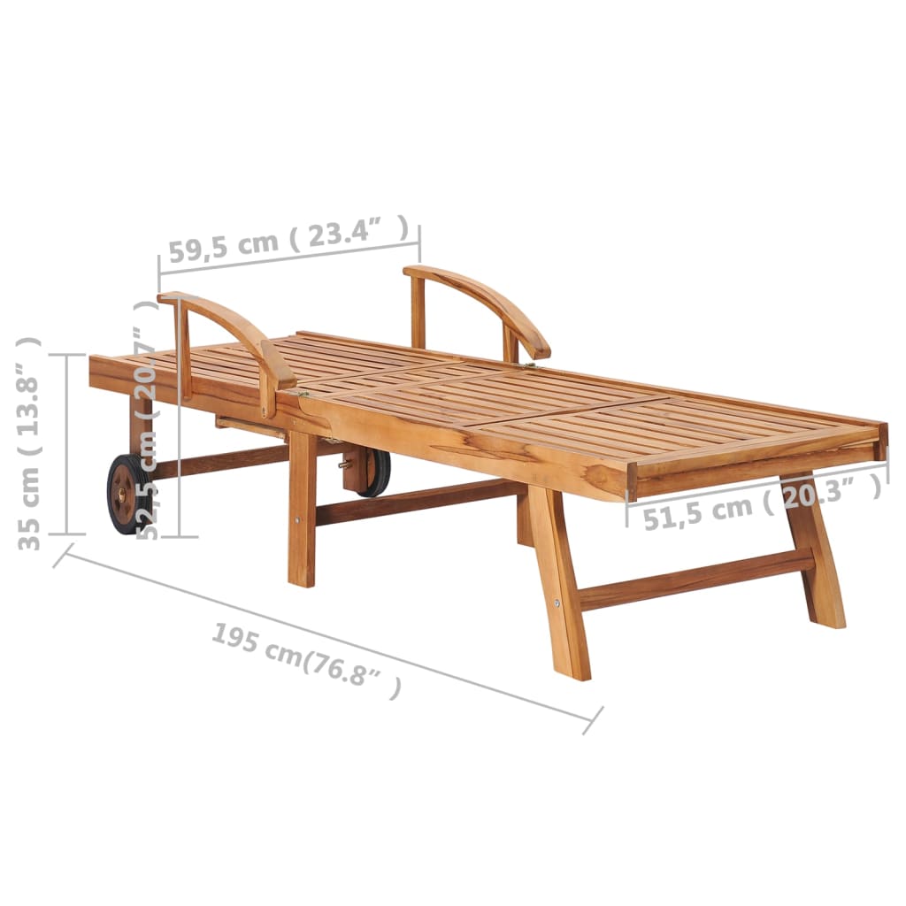 vidaXL Záhradné ležadlo so stolíkom a podložkou tíkový masív