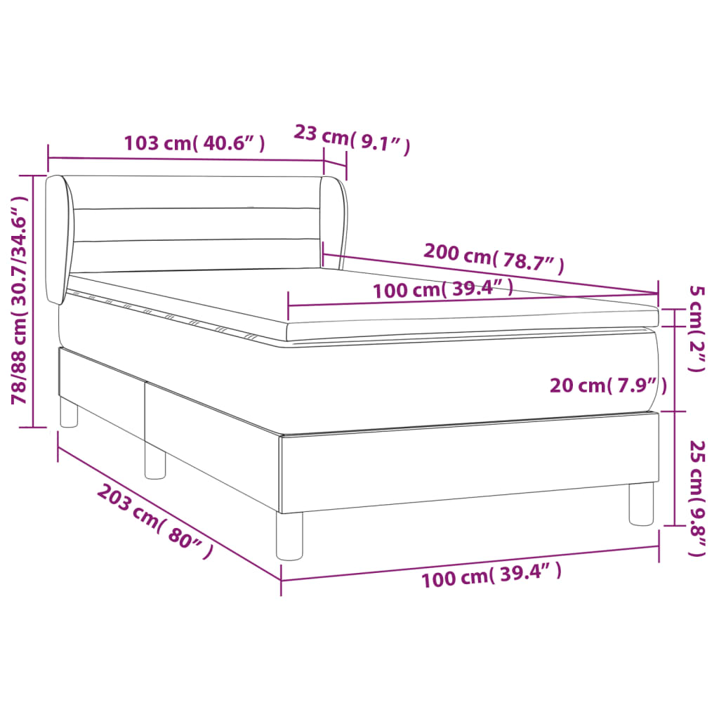 vidaXL Posteľný rám boxsping s matracom tmavozelený 100x200 cm zamat