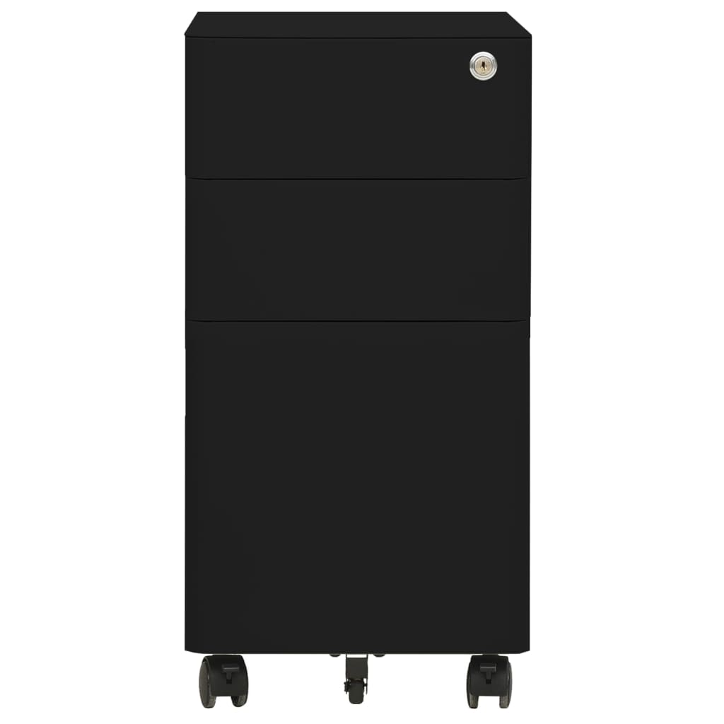 vidaXL Mobilná kartotéka čierna 30x45x59 cm oceľ