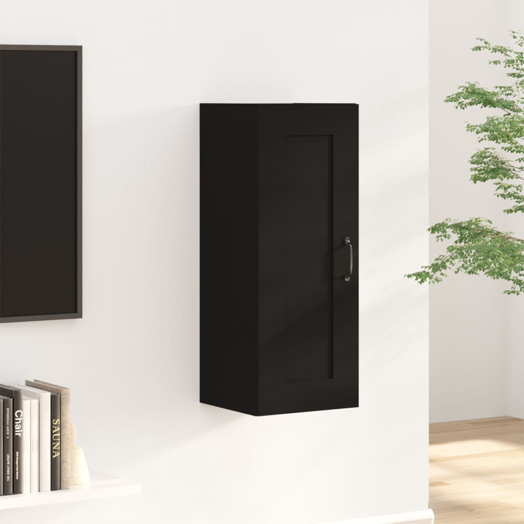 vidaXL Závesná skrinka čierna 35x34x90 cm spracované drevo