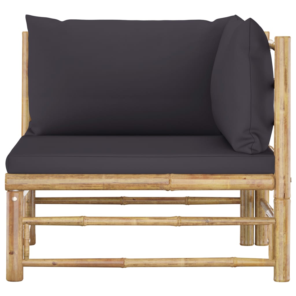 vidaXL 2-dielna záhradná sedacia súprava tmavosivé vankúše bambus
