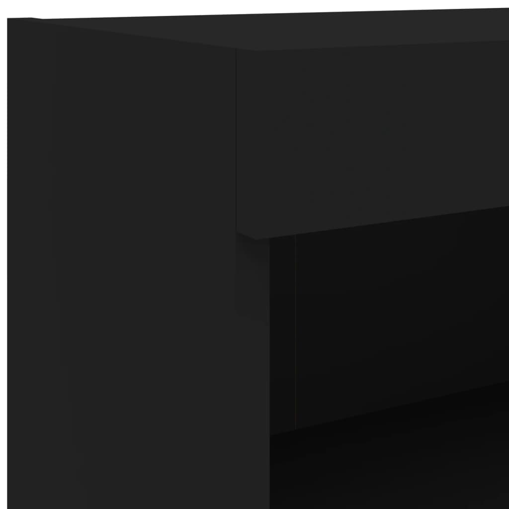 vidaXL 8-dielna súprava TV nástenných skriniek s LED svetlami čierna