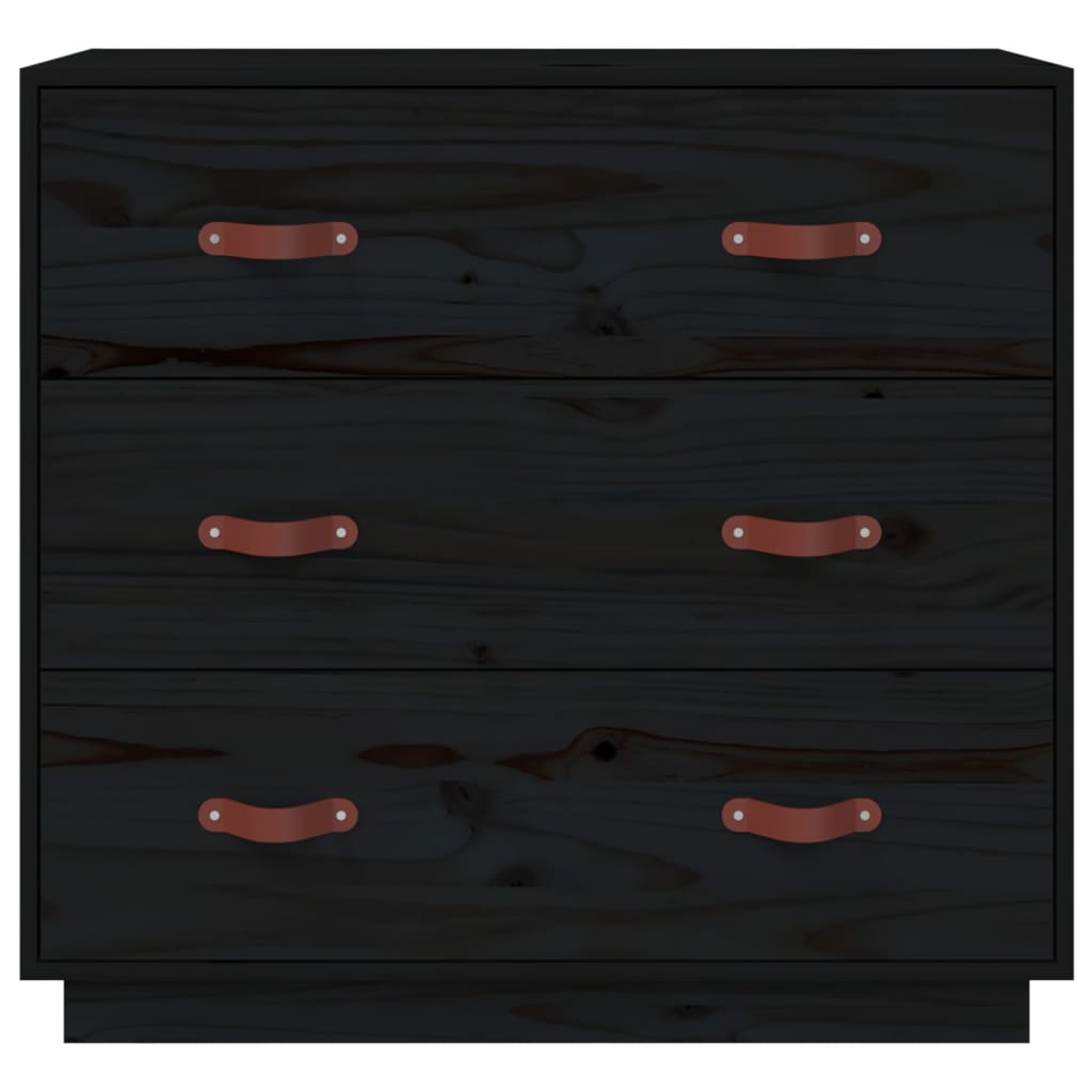 vidaXL Komoda čierna 80x40x75 cm borovicový masív