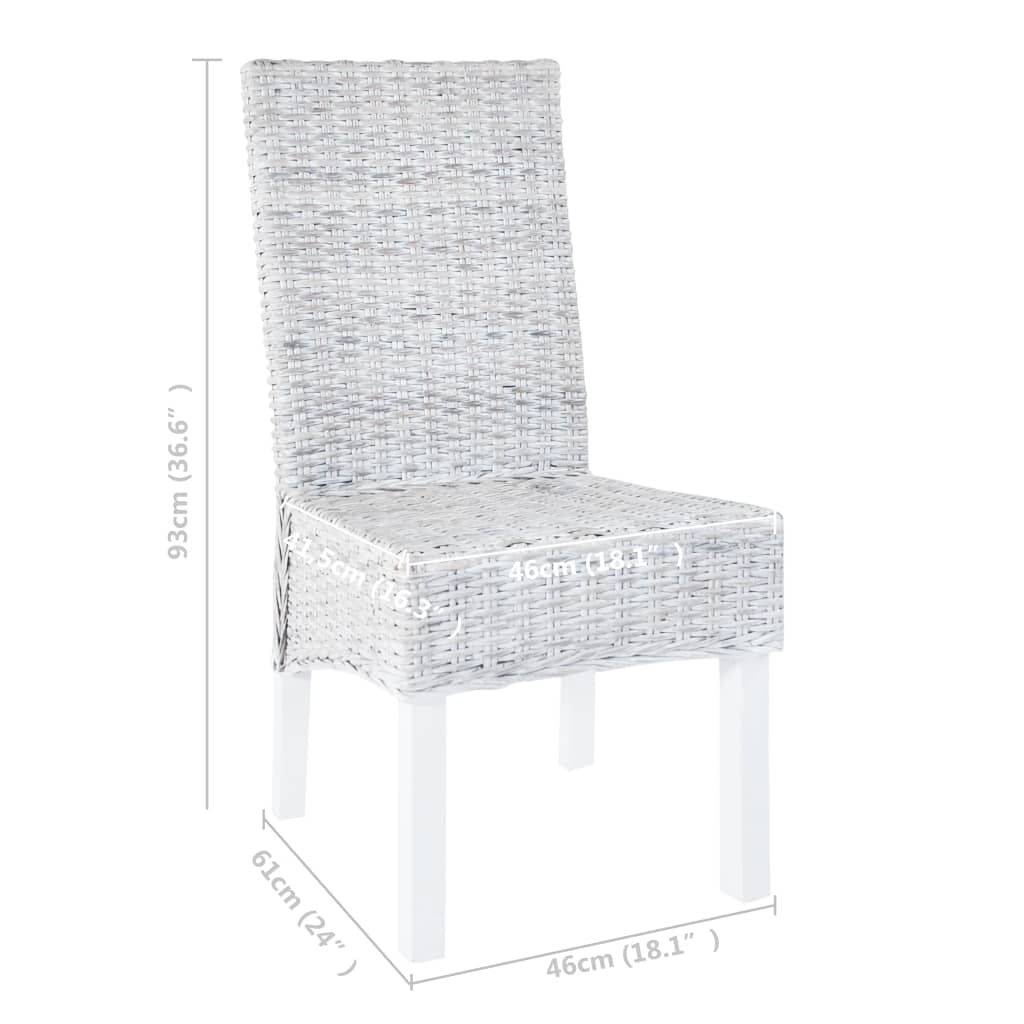 vidaXL Jedálenské stoličky 6ks, svetlohnedé, kubu ratan, mangové drevo