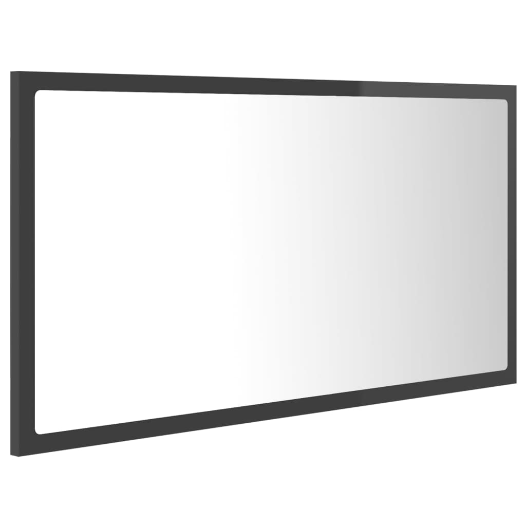 vidaXL LED kúpeľňové zrkadlo lesklé sivé 80x8,5x37 cm spracované drevo