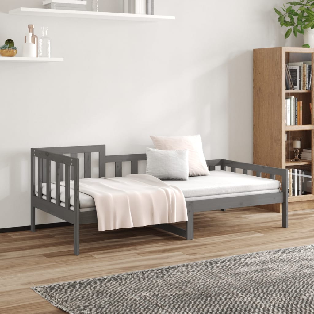 vidaXL Denná posteľ sivá 90x190 cm borovicový masív