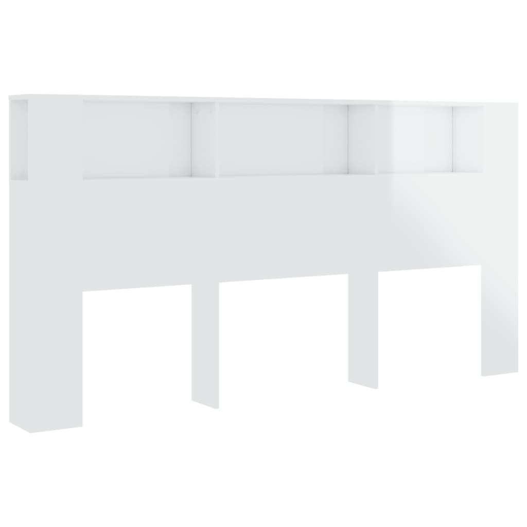 vidaXL Čelo postele so skrinkou lesklé biele 200x18,5x104,5 cm