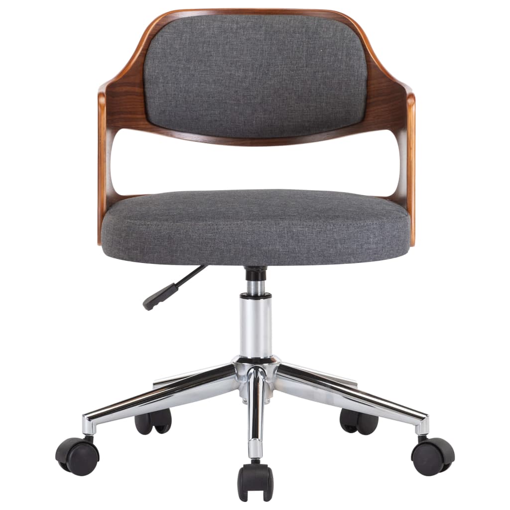 vidaXL Otočná kancelárska stolička sivá ohýbané drevo a látka