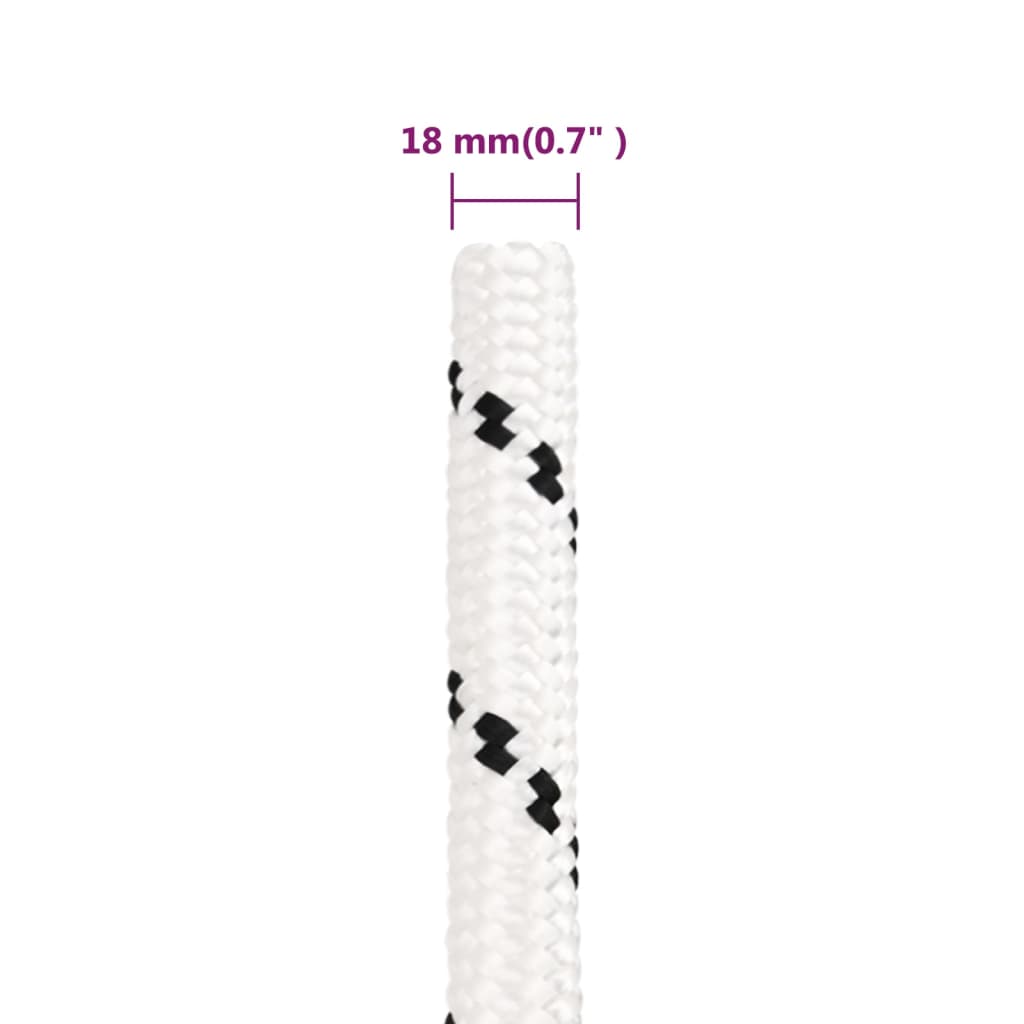 vidaXL Pracovné lano biele 18 mm 50 m polyester