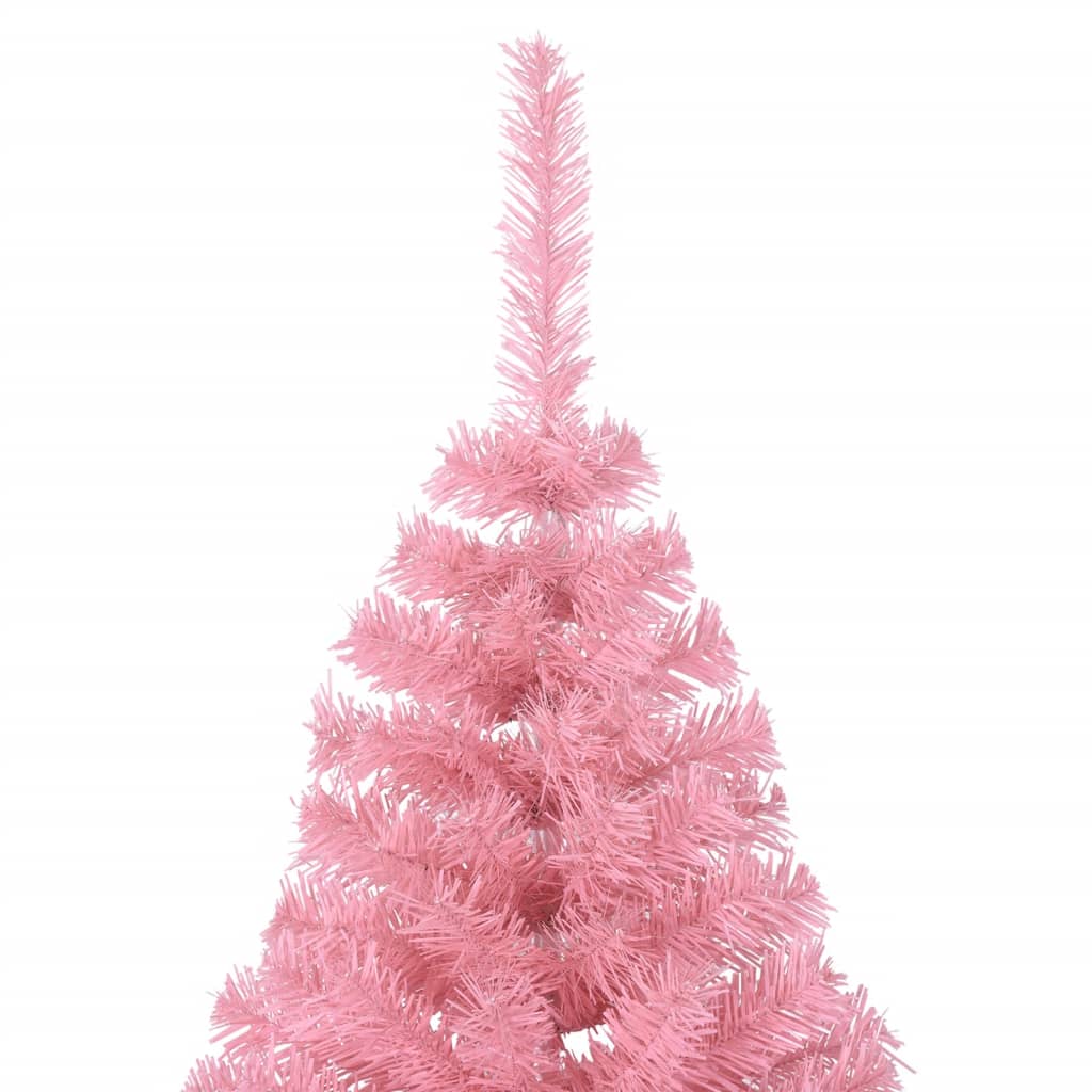 vidaXL Umelý vianočný polovičný stromček s podstavcom ružový 240cm PVC