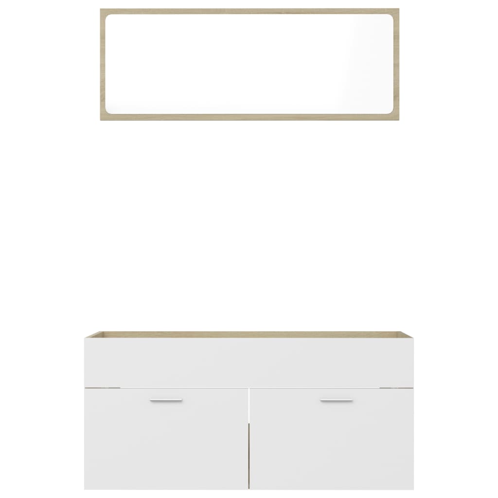 vidaXL 2-dielna súprava kúpeľňového nábytku biela a dub sonoma drevotrieska