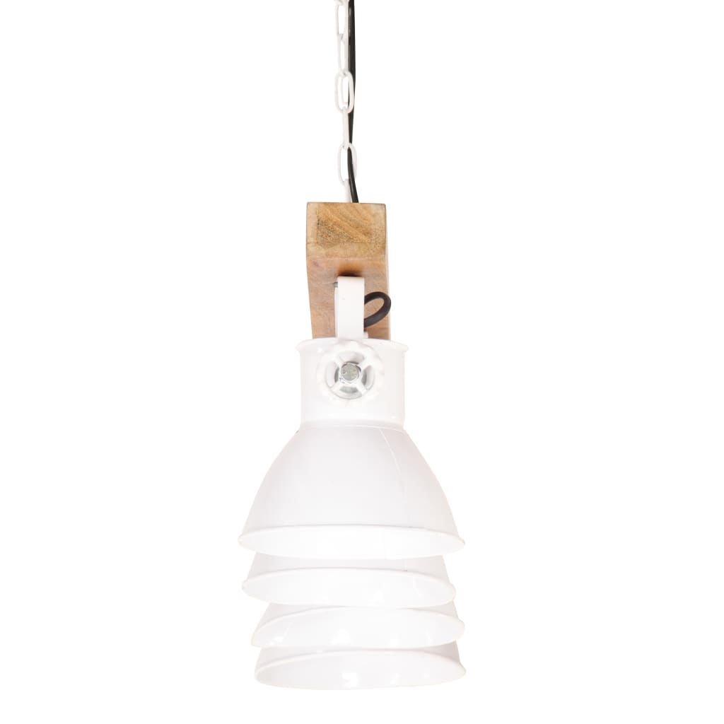 vidaXL Industriálna stropová lampa biela E27 mangovníkové drevo