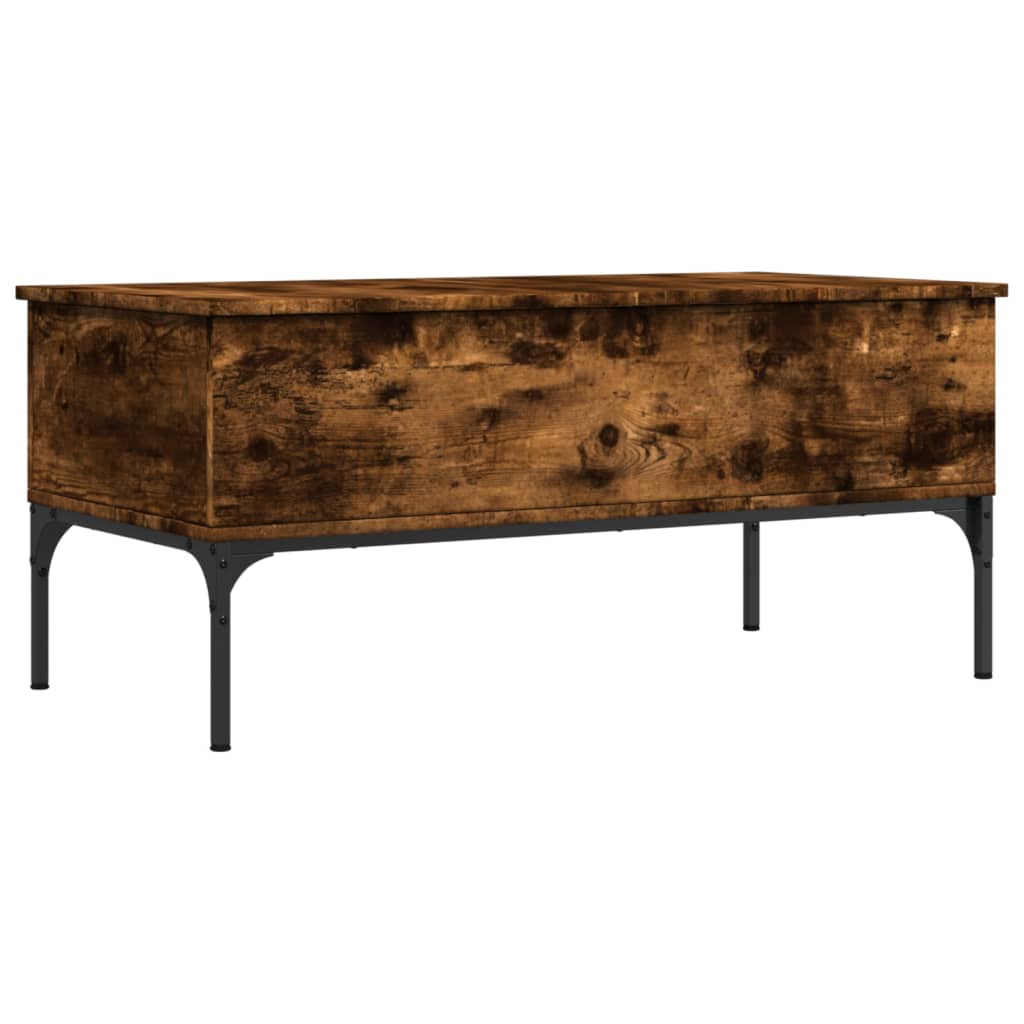 vidaXL Konferenčný stolík, tmavý dub 100x50x45cm, kompozitné drevo+kov