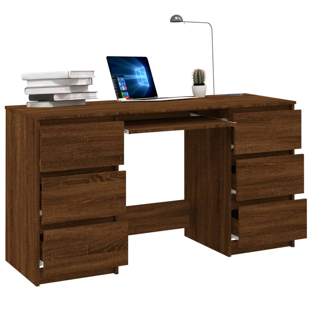 vidaXL Písací stôl hnedý dub 140x50x77 cm spracované drevo