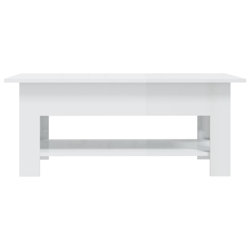 vidaXL Konferenčný stolík lesklý biely 102x55x42 cm drevotrieska