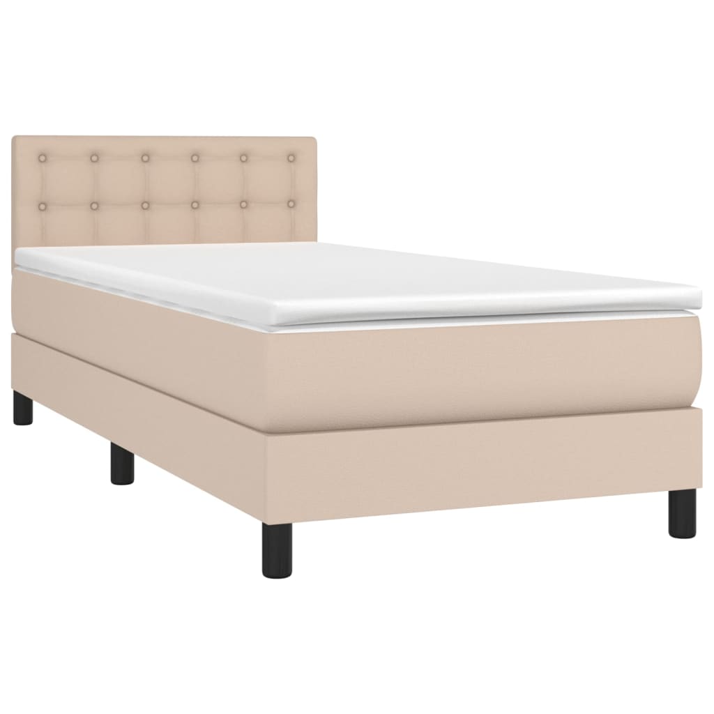 vidaXL Boxspring posteľ s matracom kapučínová 100x200 cm umelá koža