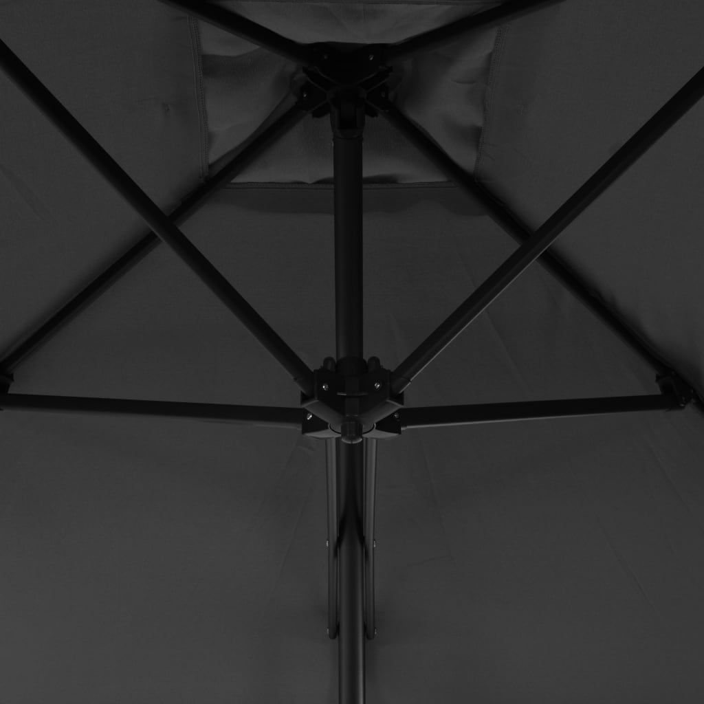 vidaXL Vonkajší slnečník s oceľovou tyčou 300 cm antracitový