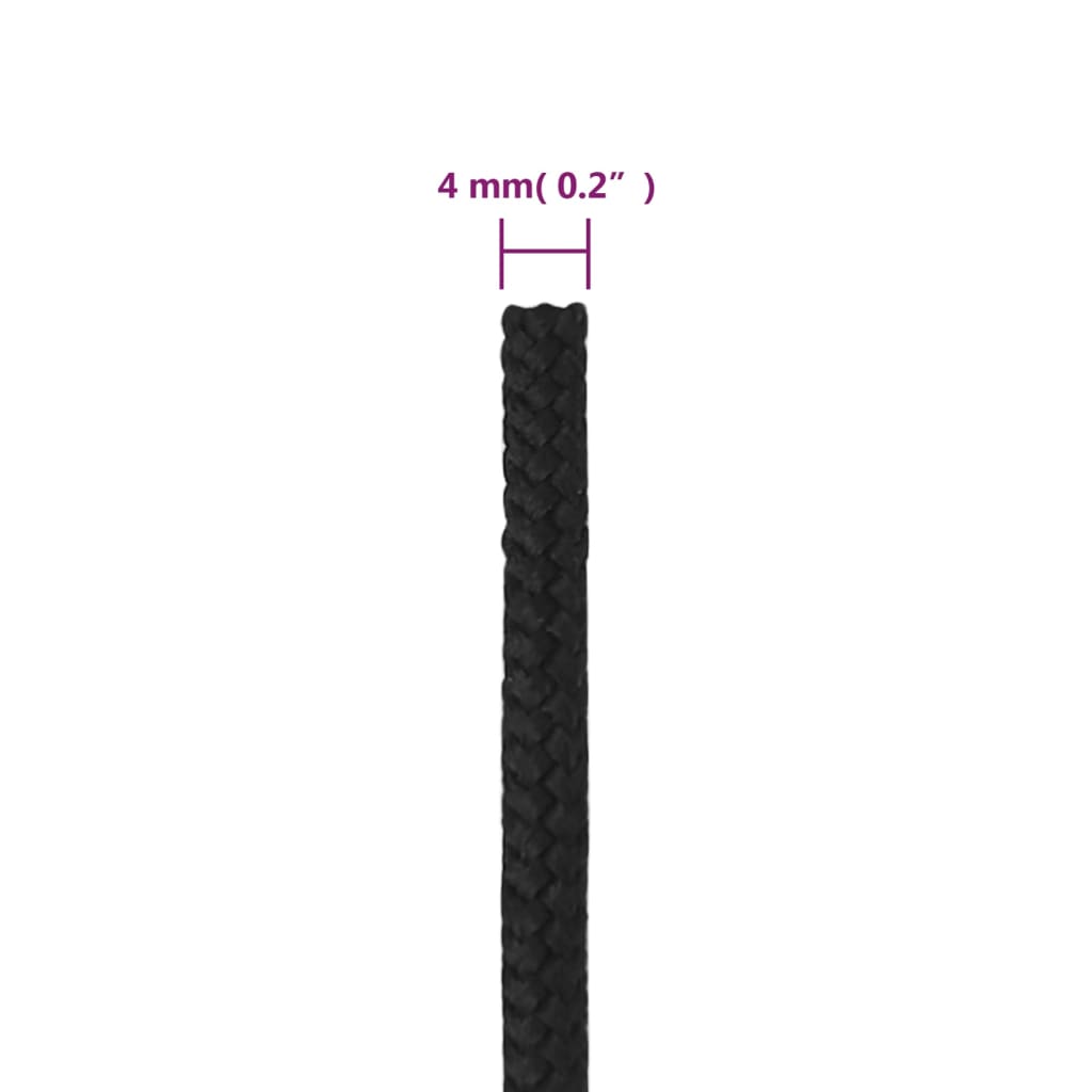 vidaXL Lodné lano čierne 4 mm 25 m polypropylén