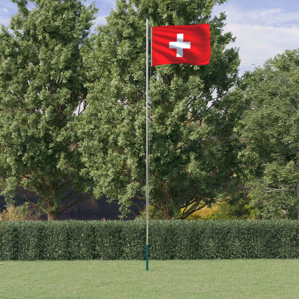 vidaXL Vlajka Švajčiarska a tyč 6,23 m hliník