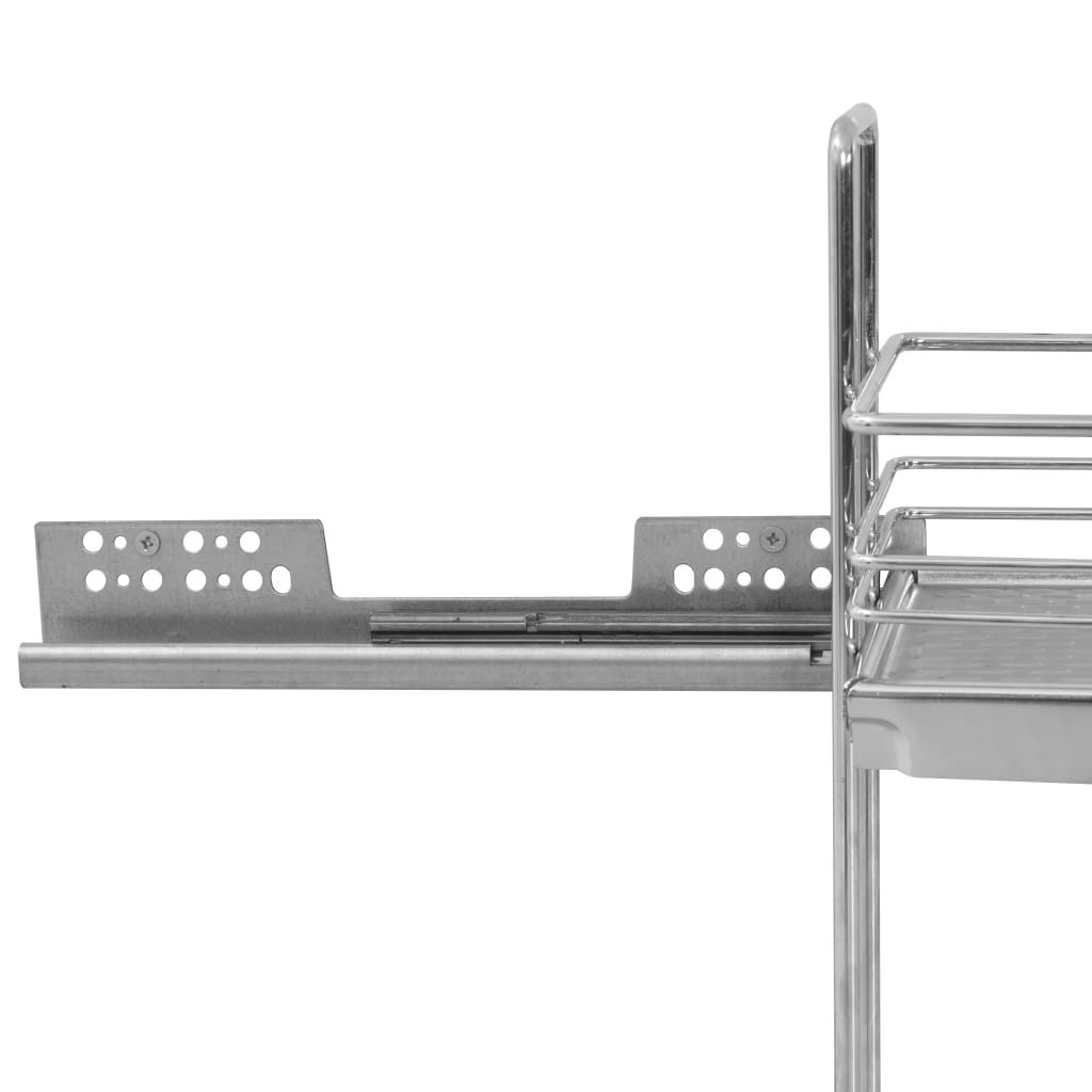 vidaXL 2-dielny drôtený vyťahovací kuchynský kôš strieborný 47x15x54,5 cm