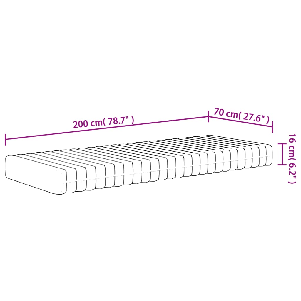 vidaXL Penový matrac stredne mäkký 70x200 cm